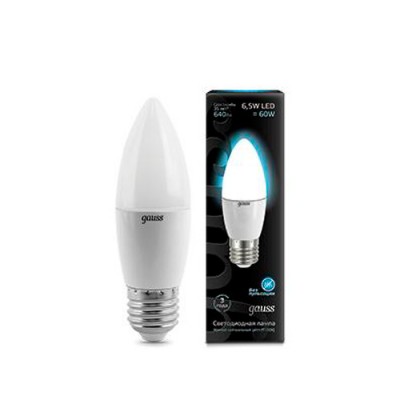 Лампа Gauss LED Candle E27 6.5W 4100К Лампа Gauss LED Candle E27 6.5W 4100КВ виде свечи<br>В интернет-магазине «Светодом» можно купить не только люстры и светильники, но и лампочки. В нашем каталоге представлены светодиодные, галогенные, энергосберегающие модели и лампы накаливания. В ассортименте имеются изделия разной мощности, поэтому у нас Вы сможете приобрести все необходимое для освещения. Лампа Gauss 103102207 LED Candle E27 6.5W 100-240V 4100К 1/10/50 обеспечит отличное качество освещения. При покупке ознакомьтесь с параметрами в разделе «Характеристики», чтобы не ошибиться в выборе. Там же указано, для каких осветительных приборов Вы можете использовать лампу Gauss 103102207 LED Candle E27 6.5W 100-240V 4100К 1/10/50Gauss 103102207 LED Candle E27 6.5W 100-240V 4100К 1/10/50. Для оформления покупки воспользуйтесь «Корзиной». При наличии вопросов Вы можете позвонить нашим менеджерам по одному из контактных номеров. Мы доставляем заказы в Москву, Екатеринбург и другие города России.<br><br>Цветовая t, К: CW - холодный белый 4000 К<br>Тип лампы: LED - светодиодная<br>Тип цоколя: E27<br>MAX мощность ламп, Вт: 6,5<br>Диаметр, мм мм: 38<br>Высота, мм: 114