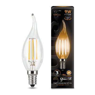 Лампа Gauss LED Filament Свеча на ветру E14 9W 680lm 2700K (104801109), 104801109
Лампа Gauss LED Filament Свеча на ветру E14 9W 680lm 2700K (104801109), 104801109