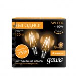 Лампа Gauss Filament Шар E14 5W 2700К (2 лампы в упаковке)