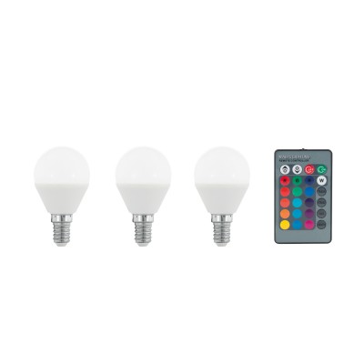 Eglo 10683 Лампа светодиодная диммируемая RGB с пультом упр-я P45, 3х4W (E14), 3000K, 300lm, 3 Eglo 10683 Лампа светодиодная диммируемая RGB с пультом упр-я P45, 3х4W (E14), 3000K, 300lm, 3Диммируемые<br><br><br>Цветовая t, К: 3000<br>Тип лампы: LED<br>Тип цоколя: E14<br>Диаметр, мм мм: 45<br>Высота, мм: 80<br>MAX мощность ламп, Вт: 4