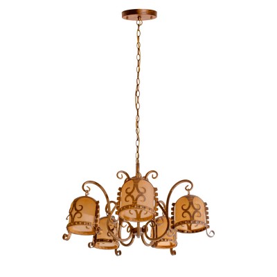 Люстра Mw light 1220405 Самурай Люстра Mw light 1220405 СамурайПодвесные<br>Описание модели 1220405: Запоминающийся дизайн и оригинальное цветовое исполнение светильников из коллекции «Самурай» обращают на себя внимание. Металлическая арматура цвета античной бронзы, искусственно состарена и внешне похожа на теплую кору дерева. Стеклянные плафоны песочного цвета, обрамлены металлом, окрашенным в цвет основания. Стиль country, в котором выполнены светильники, — замечательное решение для интерьера загородного дома, дачи или просторной гостиной. Потолочные люстры и бра создают особое ощущение тепла и комфорта в помещении.<br><br>Установка на натяжной потолок: Да<br>S освещ. до, м2: 15<br>Крепление: Планка<br>Тип лампы: накал-я - энергосбер-я<br>Тип цоколя: E27<br>Количество ламп: 5<br>MAX мощность ламп, Вт: 60<br>Диаметр, мм мм: 700<br>Длина цепи/провода, мм: 700<br>Высота, мм: 1050<br>Цвет арматуры: коричневый<br>Общая мощность, Вт: 300