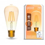 Лампа Gauss Smart Home Filament ST64 7W 740lm 2500К E27 диммируемая LED (1290112)