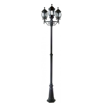 Уличный светильник Favourite 1806-3F Paris Уличный светильник Favourite 1806-3F ParisБольшие фонари<br>Выбирая модель светильника Favourite 1806-3F, обратите внимание, что металл черный с зеленой патиной (эффект окиси бронзы), плафон из прозрачного стекла. Дополнительная информация в характеристиках или по телефону.<br><br>Тип цоколя: E27<br>Количество ламп: 3<br>Диаметр, мм мм: 600<br>Размеры: D600*H2250<br>Высота, мм: 2250<br>Общая мощность, Вт: 100W