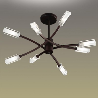 Люстра Odeon Light 2010/8C Moden венге Люстра Odeon Light 2010/8C Moden венгеПотолочные<br>Яркость света в стиле хай-тек – это особая мода и выбор истинных ценителей современного подхода в дизайне интерьера. Потолочная люстра Odeon Light 2010/8C наполнит любое помещение насыщенным сиянием, при этом не будет нагромождать его объёмными конструкциями. Дизайн светильника компактен и лаконичен: простая архитектура слегка выгибаемых линий конструкции цвета тёмного шоколада завершается оригинальной геометрией ламп. Будь то современная квартира или загородный дом, частный офис или коммерческая площадка - везде люстра Odeon Light 2010/8C будет прекрасным помощником в стилизации пространства. Вы же оцените такие её достоинства, как практичность и оригинальность исполнения.<br><br>Установка на натяжной потолок: Да<br>S освещ. до, м2: 21<br>Крепление: Планка<br>Тип лампы: галогенная / LED-светодиодная<br>Тип цоколя: G9<br>Количество ламп: 8<br>MAX мощность ламп, Вт: 40<br>Диаметр, мм мм: 600<br>Высота, мм: 380<br>Цвет арматуры: черный