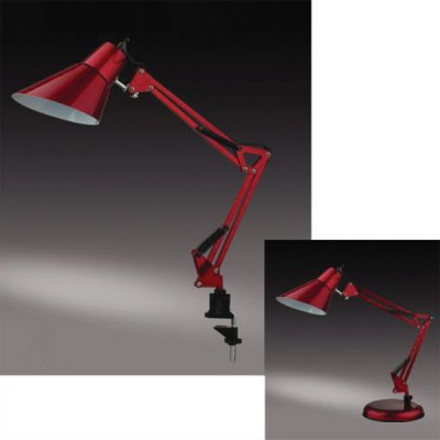 Настольная лампа Odeon light 2132/1T Ixar красный Настольная лампа Odeon light 2132/1T Ixar красныйНа струбцине<br>Настольная лампа – это не просто источник дополнительного освещения, но и оригинальный элемент декора. Его можно установить в спальне, гостиной, кабинете и других комнатах. Интернет-магазин «Светодом» предлагает настольные лампы разных стилей по доступным ценам. Благодаря большому ассортименту Вы обязательно найдете в нашем каталоге именно ту модель, которую искали. Настольная лампа Odeon light 2132/1T – прекрасный вариант для завершения интерьера. Ее можно включить одновременно с люстрой для более яркого освещения или без нее для создания уютной атмосферы, настраивающей на отдых. Купить настольную лампу Odeon light 2132/1T Вы можете с помощью виртуальной «Корзины» или по контактным номерам, указанным на сайте.<br><br>S освещ. до, м2: 4<br>Тип лампы: накал-я - энергосбер-я<br>Тип цоколя: E27<br>Количество ламп: 1<br>Ширина, мм: 180<br>MAX мощность ламп, Вт: 60<br>Диаметр, мм мм: 135<br>Высота, мм: 220+220<br>Цвет арматуры: красный