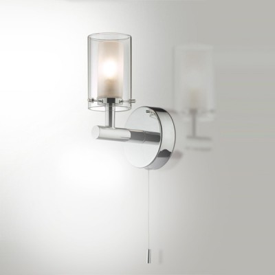 Светильник Odeon Light 2140/1W Tesco хром IP44 с выкл Светильник Odeon Light 2140/1W Tesco хром IP44 с выклМодерн<br>Используются силиконовые уплотнители для защиты от воды<br><br>S освещ. до, м2: 2<br>Тип лампы: галогенная / LED-светодиодная<br>Тип цоколя: G9<br>Количество ламп: 1<br>Ширина, мм: 80<br>MAX мощность ламп, Вт: 40<br>Расстояние от стены, мм: 115<br>Высота, мм: 180<br>Оттенок (цвет): белый<br>Цвет арматуры: серебристый