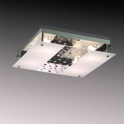 Светильник Odeon Light 2245/4C хром Candy Светильник Odeon Light 2245/4C хром CandyКвадратные<br>Сочетание матового стекла, зеркальной поверхности и разноцветного хрусталя делает настенно-потолочный светильник Odeon Light 2245/4C чрезвычайно притягательным. Он выполнен в безупречном стиле модерн и обладает дельным функциональным наполнением. К примеру, имеет возможность крепления, как на горизонтальные, так и вертикальные поверхности. Это выгодно и удобно при комбинированном декорировании помещения, когда требуется несколько источников света единой концепции. Ко всему прочему, разноцветный хрусталь, отражающийся в зеркальных квадратах светильника Odeon Light 2245/4C, создаёт притягательную игру цветового мерцания, что не останется не замеченным ни единым наблюдателем.<br><br>S освещ. до, м2: 10<br>Крепление: планка<br>Тип товара: Светильник настенно-потолочный<br>Скидка, %: 17<br>Тип лампы: галогенная / LED-светодиодная<br>Тип цоколя: G9<br>Количество ламп: 4<br>MAX мощность ламп, Вт: 40<br>Диаметр, мм мм: 470<br>Высота, мм: 215<br>Цвет арматуры: серебристый