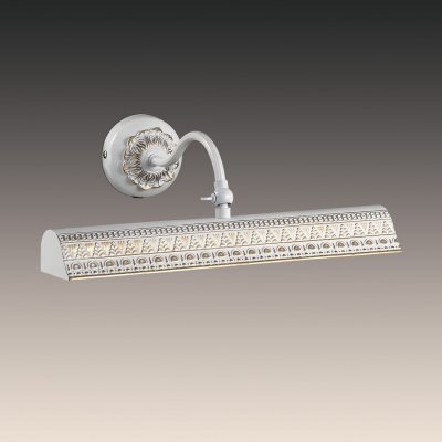 Светильник подсветка odeon light 2701/2W RIO Светильник подсветка odeon light 2701/2W RIOДля картин/зеркал<br><br><br>S освещ. до, м2: 3<br>Тип лампы: накаливания / энергосбережения / LED-светодиодная<br>Тип цоколя: E14<br>Количество ламп: 2<br>Ширина, мм: 350<br>MAX мощность ламп, Вт: 25<br>Расстояние от стены, мм: 120<br>Высота, мм: 230<br>Цвет арматуры: белый с золотистой патиной