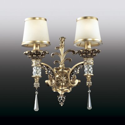 Настенный светильник odeon light 2803/2W PETA Настенный светильник odeon light 2803/2W PETAКлассика<br><br><br>S освещ. до, м2: 8<br>Тип лампы: накаливания / энергосбережения / LED-светодиодная<br>Тип цоколя: E27<br>Количество ламп: 2<br>Ширина, мм: 510<br>MAX мощность ламп, Вт: 60<br>Расстояние от стены, мм: 250<br>Высота, мм: 450<br>Цвет арматуры: золотой