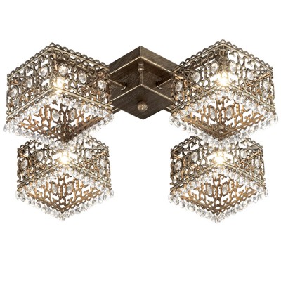 Люстра потолочная Odeon light 2835/4C SESAM Люстра потолочная Odeon light 2835/4C SESAMПотолочные<br>В данном разделе интернет-магазина Светодом Вы сможете купить для освещения дома грациозную модель - Люстра 2835/4С серии Sesam оформлена в классическом стиле. Люстра потолочная состоит из изящных металлических плафонов с переплетенным рисунком, хрустальных подвесок и арматуры цвета бронзы. Данная модель сможет превратить ваш интерьер в восточную сказку. Цоколь G9. Мощность 4х40W. Нет ламп в комплекте.<br><br>Установка на натяжной потолок: Ограничено<br>S освещ. до, м2: 8<br>Крепление: Планка<br>Тип лампы: галогенная/LED<br>Тип цоколя: G9<br>Количество ламп: 4<br>Ширина, мм: 510<br>MAX мощность ламп, Вт: 40<br>Высота, мм: 180<br>Оттенок (цвет): бронзовый состаренный<br>Цвет арматуры: бронзовый