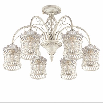 Люстра потолочная Odeon light 2837/6C ZAFRAN Люстра потолочная Odeon light 2837/6C ZAFRANПотолочные<br>В данном разделе интернет-магазина Светодом Вы сможете купить для освещения дома грациозную модель - Люстра 2837/6С серии Zafran оформлена в классическом стиле. Люстра потолочная состоит из изящных металлических плафонов с переплетенным рисунком, хрусталя и арматуры белого цвета с золотой патиной. Данная модель сможет превратить ваш интерьер в восточную сказку. Цоколь Е14. Мощность 6х40W. Нет ламп в комплекте.<br><br>Установка на натяжной потолок: Да<br>S освещ. до, м2: 12<br>Крепление: Планка<br>Тип лампы: Накаливания / энергосбережения / светодиодная<br>Тип цоколя: E14<br>Количество ламп: 6<br>MAX мощность ламп, Вт: 40<br>Диаметр, мм мм: 590<br>Высота, мм: 400<br>Оттенок (цвет): белый с золотой патиной<br>Цвет арматуры: белый с золотистой патиной
