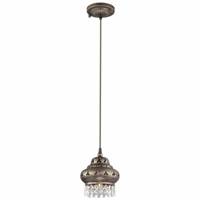 Светильник подвесной Odeon light 2841/1 BAHAR Светильник подвесной Odeon light 2841/1 BAHARОдиночные<br>В данном разделе интернет-магазина Светодом Вы сможете купить для освещения дома грациозную модель - Подвес 2841/1 серии Bahar оформлен в классическом стиле. Светильник состоит из изящного металлического плафона с переплетенным рисунком, хрустальных подвесок и арматуры коричневого цвета с патиной. Данная модель сможет превратить ваш интерьер в восточную сказку. Цоколь Е14. Мощность 1х40W. Нет ламп в комплекте.<br><br>S освещ. до, м2: 2<br>Тип лампы: Накаливания / энергосбережения / светодиодная<br>Тип цоколя: E14<br>Количество ламп: 1<br>MAX мощность ламп, Вт: 40<br>Диаметр, мм мм: 165<br>Оттенок (цвет): коричневый с патиной<br>Цвет арматуры: коричневый