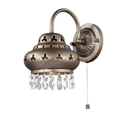 Светильник настенный бра Odeon light 2841/1W BAHAR Светильник настенный бра Odeon light 2841/1W BAHARРустика<br>В данном разделе интернет-магазина Светодом Вы сможете купить для освещения дома грациозную модель - Бра 2841/1W серии Bahar оформлена в классическом стиле. Бра состоит из изящного металлического плафона с переплетенным рисунком, хрустальных подвесок и арматуры коричневого цвета с патиной. Данная модель сможет превратить ваш интерьер в восточную сказку. Цоколь Е14. Мощность 1х40W. Нет ламп в комплекте.<br><br>Тип лампы: Накаливания / энергосбережения / светодиодная<br>Тип цоколя: E14<br>Количество ламп: 1<br>Ширина, мм: 165<br>MAX мощность ламп, Вт: 40<br>Расстояние от стены, мм: 230<br>Высота, мм: 245<br>Оттенок (цвет): коричневый с патиной<br>Цвет арматуры: коричневый