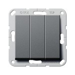 Gira S-55 Антрацит Выключатель нажимной 3-клавишный с винт. клеммами (G284428)