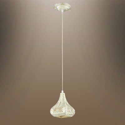 Светильник подвесной Odeon light 2845/1 BAHAR Светильник подвесной Odeon light 2845/1 BAHARОдиночные<br>В данном разделе интернет-магазина Светодом Вы сможете купить для освещения дома грациозную модель - Подвес 2845/1 серии Bahar оформлен в классическом стиле. Светильник состоит из изящного металлического плафона с переплетенным рисунком, хрустального декора и арматуры белого цвета с золотой патиной. Данная модель сможет превратить ваш интерьер в восточную сказку. Цоколь Е14. Мощность 1х40W. Нет ламп в комплекте.<br><br>Тип лампы: Накаливания / энергосбережения / светодиодная<br>Тип цоколя: E14<br>Количество ламп: 1<br>MAX мощность ламп, Вт: 40<br>Диаметр, мм мм: 170<br>Оттенок (цвет): белый с золотой патиной