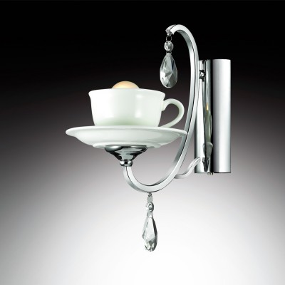 Светильник настенный бра Odeon light 2875/1W KUPA Светильник настенный бра Odeon light 2875/1W KUPAРустика<br>В данном разделе интернет-магазина Светодом Вы сможете купить для освещения дома грациозную модель - Бра 2875/1W серии Kupa привлечет внимание все поклонников дизайнерских вещей. Бра сочетает в себе функциональность, современный и неповторимый дизайн. Плафон выполнен виде чайного сервиза из матового белого стекла, арматура темный хром, декорирована бра элементами из хрусталя. Цоколь Е14. Мощность 1х40W. Нет ламп в комплекте.<br><br>Тип лампы: Накаливания / энергосбережения / светодиодная<br>Тип цоколя: E14<br>Количество ламп: 1<br>Ширина, мм: 150<br>MAX мощность ламп, Вт: 40<br>Расстояние от стены, мм: 255<br>Высота, мм: 330<br>Оттенок (цвет): хром<br>Цвет арматуры: серебристый