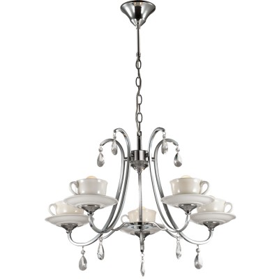 Люстра чашки чая Odeon light 2875/5 KUPA Люстра чашки чая Odeon light 2875/5 KUPAПодвесные<br>В данном разделе интернет-магазина Светодом Вы сможете купить для освещения дома грациозную модель - Люстра 2875/5 серии Kupa привлечет внимание всеx поклонников дизайнерских вещей. Люстра сочетает в себе функциональность, современный и неповторимый дизайн. Плафоны выполнены виде чайного сервиза из матового белого стекла, арматура темный хром, декорирована люстра элементами из хрусталя. Цоколь Е14. Мощность 5х40W. Нет ламп в комплекте.<br><br>Установка на натяжной потолок: Да<br>S освещ. до, м2: 10<br>Крепление: Крюк<br>Тип лампы: Накаливания / энергосбережения / светодиодная<br>Тип цоколя: E14<br>Количество ламп: 5<br>MAX мощность ламп, Вт: 40<br>Диаметр, мм мм: 620<br>Оттенок (цвет): серебристый хром<br>Цвет арматуры: серебристый