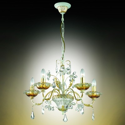 Люстра Odeon light 2881/5 NOMENA Люстра Odeon light 2881/5 NOMENAПодвесные<br>В данном разделе интернет-магазина Светодом Вы сможете купить для освещения дома грациозную модель - Люстра 2881/5 серии Nomena выполнена в классическом стиле. Люстра изготовлена из металла с белым покрытием и золотой патиной. Изящность данной моделе придают декоративные элементы в виде хрустальных цветов, дополнена люстра подвесками из хрусталя . Цоколь Е14. Мощность 5х60W. Тип крепления крюк . Нет ламп в комплекте.<br><br>Установка на натяжной потолок: Да<br>S освещ. до, м2: 15<br>Крепление: Крюк<br>Тип лампы: Накаливания / энергосбережения / светодиодная<br>Тип цоколя: E14<br>Количество ламп: 5<br>MAX мощность ламп, Вт: 60<br>Диаметр, мм мм: 590<br>Оттенок (цвет): белый с золотой патиной<br>Цвет арматуры: белый с золотистой патиной