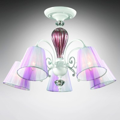 Люстра потолочная Odeon light 2889/5C MADINA Люстра потолочная Odeon light 2889/5C MADINAПотолочные<br>В данном разделе интернет-магазина Светодом Вы сможете купить для освещения дома грациозную модель - Люстра 2889/5С серии Madina выполнена в белом цвете. Декор потолочной люстры выполнен из фиолетового стекла, тканевые абажуры с легкой розовой вуалью. Цоколь Е14. Мощность 5х60W. Нет ламп в комплекте.<br><br>Установка на натяжной потолок: Да<br>S освещ. до, м2: 15<br>Крепление: Планка<br>Тип товара: Люстра потолочная<br>Тип лампы: Накаливания / энергосбережения / светодиодная<br>Тип цоколя: E14<br>Количество ламп: 5<br>MAX мощность ламп, Вт: 60<br>Диаметр, мм мм: 630<br>Высота, мм: 430<br>Оттенок (цвет): белый<br>Цвет арматуры: белый