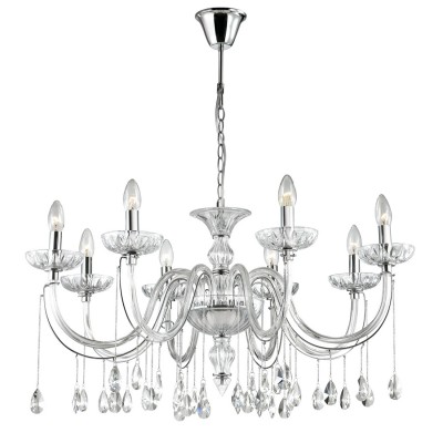 Люстра Odeon light 2910/8 ALVADA Люстра Odeon light 2910/8 ALVADAПодвесные<br>В данном разделе интернет-магазина Светодом Вы сможете купить для освещения дома грациозную модель - Люстра 2910/8 серии Alvada выполнена в классическом стиле. Покрытие люстры цвета хром, рожки декорированы прозрачным стеклом и подвесками из хрусталя. Цоколь Е14. Мощность 8х40W. Тип крепления крюк . Нет ламп в комплекте.<br><br>Установка на натяжной потолок: Да<br>S освещ. до, м2: 16<br>Крепление: Крюк<br>Тип лампы: Накаливания / энергосбережения / светодиодная<br>Тип цоколя: E14<br>Количество ламп: 8<br>MAX мощность ламп, Вт: 40<br>Диаметр, мм мм: 835<br>Оттенок (цвет): хром<br>Цвет арматуры: серебристый