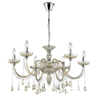 Люстра Odeon light 2911/6 ALVADA Люстра Odeon light 2911/6 ALVADAПодвесные<br>В данном разделе интернет-магазина Светодом Вы сможете купить для освещения дома грациозную модель - Люстра 2911/6 серии Alvada выполнена в классическом стиле. Покрытие люстры цвета хром, рожки декорированы янтарным стеклом и подвесками из хрусталя. Цоколь Е14. Мощность 6х40W. Тип крепления крюк . Нет ламп в комплекте.<br><br>Установка на натяжной потолок: Да<br>S освещ. до, м2: 12<br>Крепление: Крюк<br>Тип лампы: Накаливания / энергосбережения / светодиодная<br>Тип цоколя: E14<br>Количество ламп: 6<br>MAX мощность ламп, Вт: 40<br>Диаметр, мм мм: 768<br>Оттенок (цвет): серебристый хром<br>Цвет арматуры: серебристый