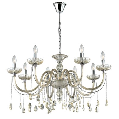Люстра Odeon light 2911/8 ALVADA Люстра Odeon light 2911/8 ALVADAПодвесные<br>В данном разделе интернет-магазина Светодом Вы сможете купить для освещения дома грациозную модель - Люстра 2911/8 серии Alvada выполнена в классическом стиле. Покрытие люстры цвета хром, рожки декорированы янтарным стеклом и подвесками из хрусталя. Цоколь Е14. Мощность 8х40W. Тип крепления крюк . Нет ламп в комплекте.<br><br>Установка на натяжной потолок: Да<br>S освещ. до, м2: 16<br>Крепление: Крюк<br>Тип лампы: Накаливания / энергосбережения / светодиодная<br>Тип цоколя: E14<br>Количество ламп: 8<br>MAX мощность ламп, Вт: 40<br>Диаметр, мм мм: 835<br>Оттенок (цвет): серебристый хром<br>Цвет арматуры: серебристый