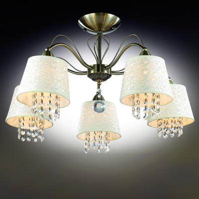 Люстра потолочная Odeon light 2916/5C FONTE Люстра потолочная Odeon light 2916/5C FONTEПотолочные<br>В данном разделе интернет-магазина Светодом Вы сможете купить для освещения дома грациозную модель - Люстра 2916/5С серии Fonte выполнена в бронзовом цвете. Светлый тканевый абажур потолочной люстры украшен ажурным рисунком, декоративные элементы выполнены в виде хрустальных подвесок. Цоколь Е14. Мощность 5х40W. Нет ламп в комплекте.<br><br>Установка на натяжной потолок: Да<br>S освещ. до, м2: 10<br>Крепление: Планка<br>Тип лампы: Накаливания / энергосбережения / светодиодная<br>Тип цоколя: E14<br>Количество ламп: 5<br>MAX мощность ламп, Вт: 40<br>Диаметр, мм мм: 660<br>Высота, мм: 370<br>Оттенок (цвет): бронзовый<br>Цвет арматуры: бронзовый