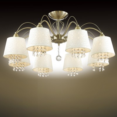 Люстра потолочная Odeon light 2916/8C FONTE Люстра потолочная Odeon light 2916/8C FONTEПотолочные<br>В данном разделе интернет-магазина Светодом Вы сможете купить для освещения дома грациозную модель - Люстра 2915/8С серии Fonte выполнена в бронзовом цвете. Светлый тканевый абажур потолочной люстры украшен ажурным рисунком, декоративные элементы выполнены в виде хрустальных подвесок. Цоколь Е14. Мощность 8х40W. Нет ламп в комплекте.<br><br>Установка на натяжной потолок: Да<br>S освещ. до, м2: 16<br>Крепление: Планка<br>Тип лампы: Накаливания / энергосбережения / светодиодная<br>Тип цоколя: E14<br>Количество ламп: 8<br>MAX мощность ламп, Вт: 40<br>Диаметр, мм мм: 780<br>Высота, мм: 380<br>Оттенок (цвет): бронзовый<br>Цвет арматуры: бронзовый