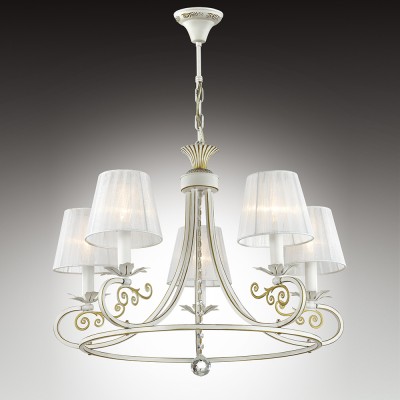 Светильник подвесной Odeon light 2924/5 ANDRIA Светильник подвесной Odeon light 2924/5 ANDRIAПодвесные<br>В данном разделе интернет-магазина Светодом Вы сможете купить для освещения дома грациозную модель - Люстра 2924/5 серии Andria выполнена в бежевом цвете с элементами золотой патины. Абажур люстры сделан из светлой органзы, декоративные элементы выполнены в виде золотых вензелей, завершает образ элегантная подвеска из хрусталя. Цоколь Е14. Мощность 5х40W. Тип крепления крюк. Нет ламп в комплекте.<br><br>Установка на натяжной потолок: Да<br>S освещ. до, м2: 10<br>Крепление: Крюк<br>Тип лампы: Накаливания / энергосбережения / светодиодная<br>Тип цоколя: E14<br>Количество ламп: 5<br>MAX мощность ламп, Вт: 40<br>Диаметр, мм мм: 690<br>Высота, мм: 300<br>Оттенок (цвет): бежевый с золотой патиной