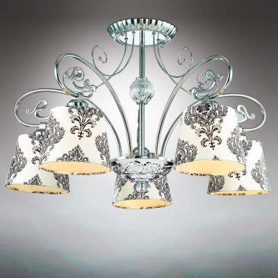 Люстра потолочная Odeon light 2926/5C ALBA Люстра потолочная Odeon light 2926/5C ALBAПотолочные<br>В данном разделе интернет-магазина Светодом Вы сможете купить для освещения дома грациозную модель - Люстра 2926/5С серии Alba выполнена в цвете хром. Светлый тканевый абажур потолочной люстры украшен ажурным орнаментом черного цвета. Цоколь Е27. Мощность 5х40W. Нет ламп в комплекте.<br><br>Установка на натяжной потолок: Да<br>S освещ. до, м2: 10<br>Крепление: Планка<br>Тип лампы: Накаливания / энергосбережения / светодиодная<br>Тип цоколя: E27<br>Количество ламп: 5<br>MAX мощность ламп, Вт: 40<br>Диаметр, мм мм: 630<br>Высота, мм: 400<br>Оттенок (цвет): хром<br>Цвет арматуры: серебристый