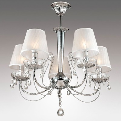Люстра Odeon light 2927/5 OFENA Люстра Odeon light 2927/5 OFENAПотолочные<br>В данном разделе интернет-магазина Светодом Вы сможете купить для освещения дома грациозную модель - Люстра 2927/5 серии Ofena выполнена в хромовом цвете. Светлый тканевый абажур люстры прекрасно дополняет нижняя розетка из прозрачного стекла, декоративные элементы выполнены в виде хрустальных подвесок. Цоколь Е14. Мощность 5х40W. Нет ламп в комплекте.<br><br>Установка на натяжной потолок: Ограничено<br>S освещ. до, м2: 10<br>Крепление: Планка<br>Тип товара: Люстра<br>Тип лампы: Накаливания / энергосбережения / светодиодная<br>Тип цоколя: E14<br>Количество ламп: 5<br>MAX мощность ламп, Вт: 40<br>Диаметр, мм мм: 620<br>Оттенок (цвет): хром<br>Цвет арматуры: серебристый