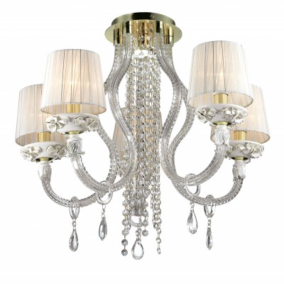 Люстра потолочная Odeon light 2935/6C BELLA Люстра потолочная Odeon light 2935/6C BELLAПотолочные<br>В данном разделе интернет-магазина Светодом Вы сможете купить для освещения дома грациозную модель - Люстра 2935/6С серии Bella выполнена в классическом стиле. Покрытие люстры белого цвета с золотыми элементами, рожки декорированы прозрачным стеклом и подвесками из хрусталя. Цоколь Е14. Мощность 6х40W. Лампа G9 LED для подсветки хрустальных подвесок в комплекте.<br><br>Установка на натяжной потолок: Да<br>S освещ. до, м2: 12<br>Крепление: Планка<br>Тип лампы: Накаливания / энергосбережения / светодиодная<br>Тип цоколя: E14<br>Количество ламп: 6<br>MAX мощность ламп, Вт: 40<br>Диаметр, мм мм: 770<br>Высота, мм: 560<br>Оттенок (цвет): стекло/золото<br>Цвет арматуры: золотой