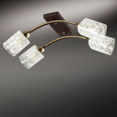 Люстра потолочная Odeon light 2941/4C NANTES Люстра потолочная Odeon light 2941/4C NANTESПотолочные<br>В данном разделе интернет-магазина Светодом Вы сможете купить для освещения дома грациозную модель - Люстра 2941/4С серии Nantes выполнена в коричневом цвете с золотым декором. Стеклянные абажуры потолочной люстры украшены ажурным рисунком. Цоколь Е14. Мощность 4х60W. Нет ламп в комплекте.<br><br>Установка на натяжной потолок: Ограничено<br>S освещ. до, м2: 12<br>Крепление: Планка<br>Тип товара: Люстра потолочная<br>Скидка, %: 20<br>Тип лампы: Накаливания / энергосбережения / светодиодная<br>Тип цоколя: E14<br>Количество ламп: 4<br>Ширина, мм: 260<br>MAX мощность ламп, Вт: 60<br>Длина, мм: 600<br>Высота, мм: 180<br>Оттенок (цвет): коричневый/золото<br>Цвет арматуры: черный