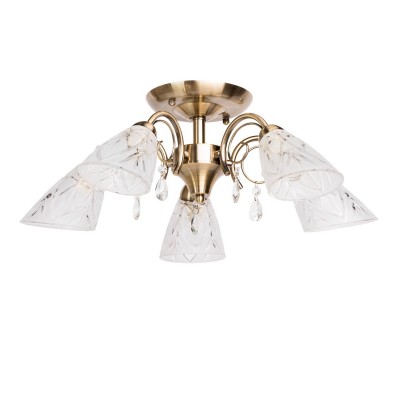 Люстра Mw light 297011805 Мечта Люстра Mw light 297011805 МечтаПотолочные<br>Описание модели 297011805: Люстра из коллекции «Мечта» сочетает в себе оригинальные формы и приятные цвета. Она привнесет в обстановку легкость и свежесть и идеально дополнит любой современный интерьер. Основание из металла цвета античной бронзы удачно подчеркнуто стеклянными плафонами оригинальной формы, выполненными из матового стекла с прозрачным резным рисунком. Люстра не перегружена декоративными элементами: хрустальные капли придают нежность, необычная резьба на плафонах – новизну и индивидуальность. Простота и, вместе тем, изящность и грациозность – несомненные достоинства этого светильника. Его рекомендуемая площадь освещения порядка 15 кв.м.<br><br>Установка на натяжной потолок: Да<br>S освещ. до, м2: 15<br>Крепление: Планка<br>Тип лампы: накаливания / энергосбережения / LED-светодиодная<br>Тип цоколя: E14<br>Количество ламп: 5<br>MAX мощность ламп, Вт: 60<br>Диаметр, мм мм: 570<br>Высота, мм: 230<br>Цвет арматуры: бронзовый<br>Общая мощность, Вт: 300