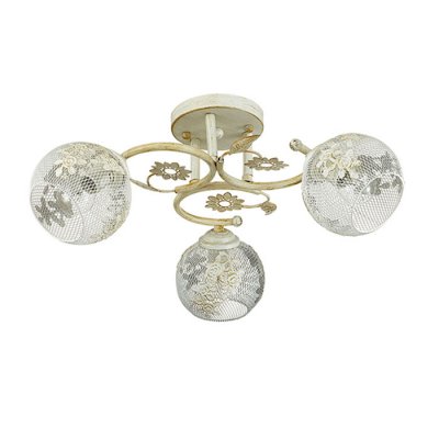 Люстра потолочная Lumion 3000/3C IVETTA Люстра потолочная Lumion 3000/3C IVETTAПотолочные<br>Что нам известно о данной модели: Люстра потолочная 3000/3C серии Ivetta оформлена в классическом стиле. Люстра состоит из металлических сетчатых абажуров с ажурным декором и арматуры белого с золотой патиной цвета, украшенной металлическими флористическими элементом. Стильная и современная, данная модель берет свои истоки в классических цветовых решениях и декорациях. Цоколь E14. Мощность 3x40W. Нет ламп в комплекте.<br><br>Установка на натяжной потолок: Ограничено<br>S освещ. до, м2: 6<br>Крепление: Потолочное<br>Тип товара: Люстра потолочная<br>Тип лампы: накаливания / энергосбережения / LED-светодиодная<br>Тип цоколя: E14<br>Количество ламп: 3<br>Ширина, мм: 480<br>MAX мощность ламп, Вт: 40<br>Диаметр, мм мм: 480<br>Длина, мм: 480<br>Высота, мм: 200<br>Цвет арматуры: белый