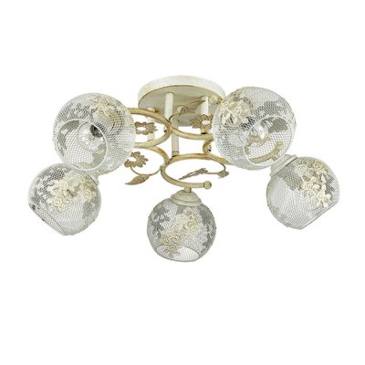Люстра потолочная Lumion 3000/5C IVETTA Люстра потолочная Lumion 3000/5C IVETTAПотолочные<br>Что нам известно о данной модели: Люстра потолочная 3000/5C серии Ivetta оформлена в классическом стиле. Люстра состоит из металлических сетчатых абажуров с ажурным декором и арматуры белого с золотой патиной цвета, украшенной металлическими флористическими элементом. Стильная и современная, данная модель берет свои истоки в классических цветовых решениях и декорациях. Цоколь E14. Мощность 5x40W. Нет ламп в комплекте.<br><br>Установка на натяжной потолок: Ограничено<br>S освещ. до, м2: 10<br>Крепление: Потолочное<br>Тип товара: Люстра потолочная<br>Тип лампы: накаливания / энергосбережения / LED-светодиодная<br>Тип цоколя: E14<br>Количество ламп: 5<br>Ширина, мм: 540<br>MAX мощность ламп, Вт: 40<br>Диаметр, мм мм: 540<br>Длина, мм: 540<br>Высота, мм: 200<br>Цвет арматуры: белый