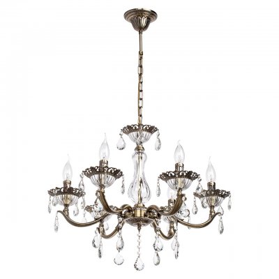 Люстра Mw light 301015006 Свеча Люстра Mw light 301015006 СвечаПодвесные<br>Описание модели 301015006: Металлическое основание светильника Свеча имеет цвет античной бронзы и выполнено в стиле классической парадной люстры. Особое внимание в этой световой композиции занимают стеклянные рельефные чаши с резным кружевом - металлической каймой с искусным витиеватым узором, который будет эффектно отражаться бесконечной кружевной тенью по стенам вашего дома.<br><br>Установка на натяжной потолок: Да<br>S освещ. до, м2: 18<br>Рекомендуемые колбы ламп: свеча / свеча на ветру<br>Крепление: Крюк<br>Тип лампы: накаливания / энергосбережения / LED-светодиодная<br>Тип цоколя: E14<br>Количество ламп: 6<br>MAX мощность ламп, Вт: 60<br>Диаметр, мм мм: 600<br>Длина цепи/провода, мм: 250<br>Высота, мм: 900<br>Поверхность арматуры: глянцевый, прозрачный<br>Цвет арматуры: золотой<br>Общая мощность, Вт: 360