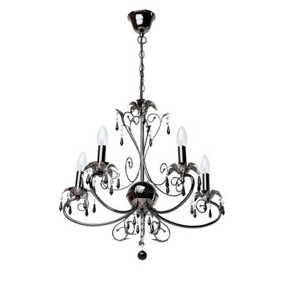 Люстра Mw light 301017005 Свеча Люстра Mw light 301017005 СвечаПодвесные<br>Описание модели 301017005: Элегантные светильники коллекции «Свеча», стилизованные под старинные люстры, прекрасно подойдут к любому современному интерьеру. Оригинальное металлическое основание окрашено в жемчужно-черный цвет. Чаши, поддерживающие лампы, раскрываются завораживающими черными цветами, украшенными хрустальными подвесками. Сердце люстры — центральный декоративный элемент в виде шара. Весь образ светильника гармоничен и очарователен. Помимо основного потолочного освещения, бра из этой коллекции позволят решить вопрос зонального освещения с тем же изяществом.<br><br>Установка на натяжной потолок: Да<br>S освещ. до, м2: 15<br>Рекомендуемые колбы ламп: свеча / свеча на ветру<br>Крепление: Крюк<br>Тип лампы: Накаливания / энергосбережения / светодиодная<br>Тип цоколя: E14<br>Количество ламп: 5<br>MAX мощность ламп, Вт: 60<br>Диаметр, мм мм: 550<br>Длина цепи/провода, мм: 250<br>Высота, мм: 900<br>Поверхность арматуры: глянцевый<br>Цвет арматуры: черный<br>Общая мощность, Вт: 300