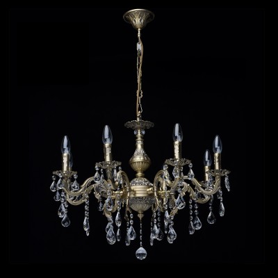 Люстра Mw light 301017708 Свеча Люстра Mw light 301017708 СвечаПодвесные<br>Описание модели 301017708: Нарядные люстры и бра «Свеча» словно созданы для украшения бальных залов и дворцовых спален. Массивное, искусно исполненное металлическое основание, окрашено в цвет бронзы. Великолепная стилизация под свечную люстру демонстрирует даже бронзовую имитацию «воска» на цоколе. Хрустальные подвески имеют вид крупных прозрачных капель, которые сияют и переливаются в свете ламп. Светильники этой серии гармонично дополнят интерьеры стиля барокко, рококо и классики.<br><br>Установка на натяжной потолок: Да<br>S освещ. до, м2: 24<br>Крепление: Крюк<br>Тип лампы: Накаливания / энергосбережения / светодиодная<br>Тип цоколя: E14<br>Количество ламп: 8<br>MAX мощность ламп, Вт: 60<br>Диаметр, мм мм: 700<br>Длина цепи/провода, мм: 250<br>Высота, мм: 1000<br>Цвет арматуры: бронзовый<br>Общая мощность, Вт: 480