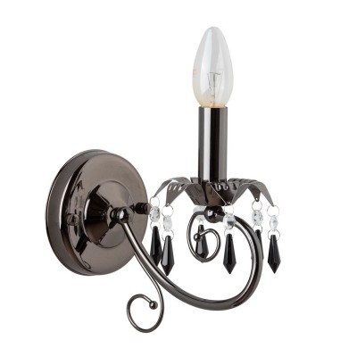 Светильник настенный бра Mw light 301027401 Свеча Светильник настенный бра Mw light 301027401 СвечаКлассические<br>Описание модели 301027401: Элегантные светильники коллекции «Свеча», стилизованные под старинные люстры, прекрасно подойдут к любому современному интерьеру. Оригинальное металлическое основание окрашено в жемчужно-черный цвет. Чаши, поддерживающие лампы, раскрываются завораживающими черными цветами, украшенными хрустальными подвесками. Сердце люстры — центральный декоративный элемент в виде шара. Весь образ светильника гармоничен и очарователен. Помимо основного потолочного освещения, бра из этой коллекции позволят решить вопрос зонального освещения с тем же изяществом.<br><br>S освещ. до, м2: 3<br>Рекомендуемые колбы ламп: свеча / свеча на ветру<br>Тип лампы: Накаливания / энергосбережения / светодиодная<br>Тип цоколя: E14<br>Количество ламп: 1<br>Ширина, мм: 110<br>MAX мощность ламп, Вт: 60<br>Длина, мм: 200<br>Высота, мм: 220<br>Поверхность арматуры: глянцевый<br>Цвет арматуры: черный<br>Общая мощность, Вт: 60
