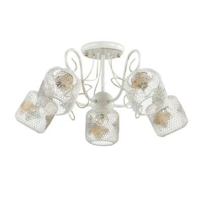Люстра потолочная Lumion 3028/5C NETTA Люстра потолочная Lumion 3028/5C NETTAПотолочные<br>Что нам известно о данной модели: Люстра потолочная 3028/5C серии Netta оформлена в классическом стиле. Люстра состоит из металлических сетчатых абажуров с ажурным декором и арматуры белого с золотой патиной цвета. Данная модель украсит любой интерьер, выполненный в пастельных тонах Цоколь E27. Мощность 5x40W. Нет ламп в комплекте.<br><br>S освещ. до, м2: 10<br>Крепление: Потолочное<br>Тип лампы: накаливания / энергосбережения / LED-светодиодная<br>Тип цоколя: E27<br>Количество ламп: 5<br>Ширина, мм: 620<br>MAX мощность ламп, Вт: 40<br>Диаметр, мм мм: 620<br>Длина, мм: 620<br>Высота, мм: 260<br>Цвет арматуры: белый