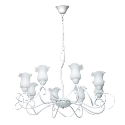 Люстра Mw light 303010808 Элегия Люстра Mw light 303010808 ЭлегияПодвесные<br>Воздушный и нежный образ светильника из коллекции Эллегия добавит современному интерьеру ноту романтичного модерна, настроит на приятные размышления. Интересная форма металлической арматуры белого цвета представляет собой объёмные завитки, формирующие надёжное основание для крепления стеклянных плафонов с волнообразной каймой и изящными хрустальными подвесками. Плавные линии светильника из коллекции Эллегия будут органично смотреться в таких интерьерных направлениях, как модерн, эклектика и ар-нуво. Рекомендуемая площадь освещения составляет около 16 кв.м<br><br>Установка на натяжной потолок: Да<br>S освещ. до, м2: 16<br>Крепление: Крюк<br>Тип лампы: Накаливания / энергосбережения / светодиодная<br>Тип цоколя: E14<br>Количество ламп: 8<br>MAX мощность ламп, Вт: 40<br>Диаметр, мм мм: 850<br>Длина цепи/провода, мм: 550<br>Высота, мм: 1250<br>Поверхность арматуры: матовый<br>Цвет арматуры: белый<br>Общая мощность, Вт: 320