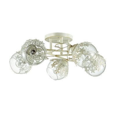 Люстра потолочная Lumion 3041/5C FLORANA Люстра потолочная Lumion 3041/5C FLORANAПотолочные<br>Люстра потолочная 3041/5C серии Florana оформлена в классическом стиле. Люстра состоит из стеклянных плафонов с ажурным металлическим декором и легкой арматуры белого с золотой патиной цвета. Данная модель подарит ощущение воздушной романтики и нежности. Цоколь E14. Мощность 5x40W. Нет ламп в комплекте.<br><br>Установка на натяжной потолок: Да<br>S освещ. до, м2: 10<br>Крепление: Потолочное<br>Тип лампы: накаливания / энергосбережения / LED-светодиодная<br>Тип цоколя: E14<br>Количество ламп: 5<br>Ширина, мм: 480<br>MAX мощность ламп, Вт: 40<br>Диаметр, мм мм: 480<br>Длина, мм: 480<br>Высота, мм: 200<br>Цвет арматуры: белый
