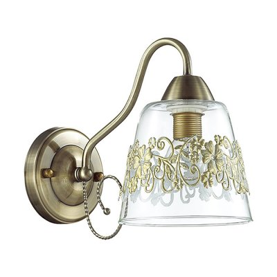 Настенный светильник бра Lumion 3051/1W COLOMBINA Настенный светильник бра Lumion 3051/1W COLOMBINAФлористика<br>Бра 3051/1W серии Colombina оформлена в классическом стиле. Светильник состоит из прозрачных плафонов с ажурным металлическим декором, а также изящной арматуры цвета бронзы. Модель несомненно украсит любой классический интерьер. Цоколь E14. Мощность 1х40W. Нет ламп в комплекте.<br><br>Крепление: Настенное<br>Тип лампы: накаливания / энергосбережения / LED-светодиодная<br>Тип цоколя: E14<br>Количество ламп: 1<br>Ширина, мм: 235<br>MAX мощность ламп, Вт: 40<br>Диаметр, мм мм: 235<br>Длина, мм: 135<br>Высота, мм: 200<br>Цвет арматуры: бронзовый