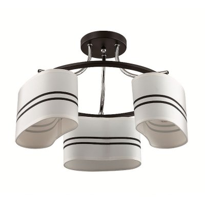 Люстра потолочная Lumion 3056/3C IVARA Люстра потолочная Lumion 3056/3C IVARAПотолочные<br>Люстра потолочная 3056/3C серии Ivara оформлена в современном стиле. Люстра состоит из объемных белых тканевых абажуров, декорированных черной полоской и арматуры цветов венге и хром. Стильное сочетание цветов данной модели еще раз доказывает, что элегантность в простоте. Цоколь Е27. Мощность 3x40W. Нет ламп в комплекте.<br><br>Установка на натяжной потолок: Да<br>S освещ. до, м2: 6<br>Крепление: Потолочное<br>Тип лампы: накаливания / энергосбережения / LED-светодиодная<br>Тип цоколя: E27<br>Количество ламп: 3<br>Ширина, мм: 400<br>MAX мощность ламп, Вт: 40<br>Диаметр, мм мм: 400<br>Длина, мм: 400<br>Высота, мм: 280<br>Цвет арматуры: коричневый