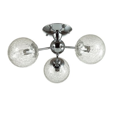 Люстра потолочная Lumion 3060/3C PALLA Люстра потолочная Lumion 3060/3C PALLAПотолочные<br>Люстра потолочная 3060/3C серии Palla оформлена в современном стиле. Люстра состоит из прозрачных плафонов с эффектом потрескавшегося стекла в форме шара и хромовой арматуры. Данная модель за счет формы плафонов визуально увеличит объем Вашей комнаты. Цоколь E14. Мощность 3x40W. Нет ламп в комплекте.<br><br>Установка на натяжной потолок: Да<br>S освещ. до, м2: 6<br>Крепление: Потолочное<br>Тип лампы: накаливания / энергосбережения / LED-светодиодная<br>Тип цоколя: E14<br>Цвет арматуры: серебристый<br>Количество ламп: 3<br>Ширина, мм: 500<br>Диаметр, мм мм: 500<br>Длина, мм: 500<br>Высота, мм: 235<br>MAX мощность ламп, Вт: 40