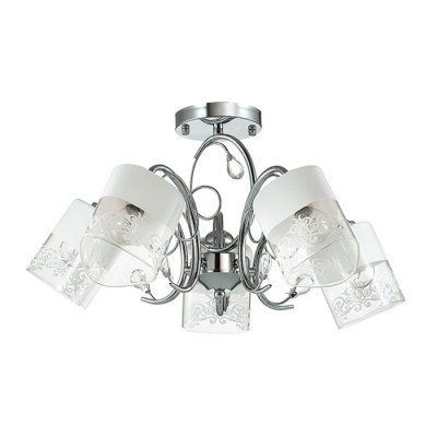 Люстра потолочная Lumion 3061/5C GELLA Люстра потолочная Lumion 3061/5C GELLAПотолочные<br>Что нам известно о данной модели: Люстра потолочная 3061/5C серии Gella оформлена в современном стиле. Люстра состоит из стеклянных плафонов с белоснежным рисунком и утонченной арматуры, украшенной хрусталем. Данная модель является воплощением нежности и хрупкости. Цоколь E14. Мощность 5x40W. Нет ламп в комплекте.<br><br>Установка на натяжной потолок: Да<br>S освещ. до, м2: 10<br>Крепление: Потолочное<br>Тип лампы: накаливания / энергосбережения / LED-светодиодная<br>Тип цоколя: E14<br>Количество ламп: 5<br>Ширина, мм: 500<br>MAX мощность ламп, Вт: 40<br>Диаметр, мм мм: 500<br>Длина, мм: 500<br>Высота, мм: 295<br>Цвет арматуры: серебристый
