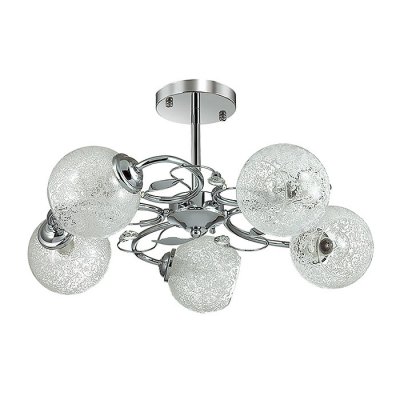 Люстра потолочная Lumion 3062/5C NEVETTE Люстра потолочная Lumion 3062/5C NEVETTEПотолочные<br>Что нам известно о данной модели: Люстра потолочная 3062/5C серии Nevette оформлена в современном стиле. Люстра состоит из стеклянных прозрачных плафонов, с внутренней стороны украшенных стеклянной крошкой, и арматуры хромового цвета. Данная модель подарит вашему дому глоток морозной зимней свежести. Цоколь E14. Мощность 5x40W. Нет ламп в комплекте.<br><br>Установка на натяжной потолок: Да<br>S освещ. до, м2: 10<br>Крепление: Потолочное<br>Тип товара: Люстра потолочная<br>Скидка, %: 37<br>Тип лампы: накаливания / энергосбережения / LED-светодиодная<br>Тип цоколя: E14<br>Количество ламп: 5<br>Ширина, мм: 500<br>MAX мощность ламп, Вт: 40<br>Диаметр, мм мм: 500<br>Длина, мм: 500<br>Высота, мм: 260<br>Цвет арматуры: серебристый