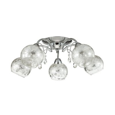 Люстра потолочная Lumion 3064/5C SIVERINA Люстра потолочная Lumion 3064/5C SIVERINAПотолочные<br>Что нам известно о данной модели: Люстра потолочная 3064/5C серии Siverina оформлена в современном стиле. Люстра состоит из стеклянных прозрачных плафонов, украшенных по внутренней части покрытием металлик, и арматуры хромового цвета с хрустальными подвесками. Данная модель привнесет в ваш дом немного снежного настроения. Цоколь E14. Мощность 5x40W. Нет ламп в комплекте.<br><br>Установка на натяжной потолок: Да<br>S освещ. до, м2: 10<br>Крепление: Потолочное<br>Тип товара: Люстра потолочная<br>Тип лампы: накаливания / энергосбережения / LED-светодиодная<br>Тип цоколя: E14<br>Количество ламп: 5<br>Ширина, мм: 450<br>MAX мощность ламп, Вт: 40<br>Диаметр, мм мм: 450<br>Длина, мм: 450<br>Высота, мм: 310<br>Цвет арматуры: серебристый