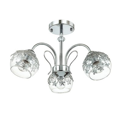 Люстра потолочная Lumion 3066/3C FELISSA Люстра потолочная Lumion 3066/3C FELISSAПотолочные<br>Люстра потолочная 3066/3C серии Felissa оформлена в современном стиле. Люстра состоит из стеклянных прозрачных плафонов с металлическим ажурным декором и хромовой арматуры, украшенной хрустальным элементом. Данная модель уже несколько сезонов не теряет своей популярности. Цоколь E14. Мощность 3x40W. Нет ламп в комплекте.<br><br>Установка на натяжной потолок: Да<br>S освещ. до, м2: 6<br>Крепление: Потолочное<br>Тип лампы: накаливания / энергосбережения / LED-светодиодная<br>Тип цоколя: E14<br>Количество ламп: 3<br>Ширина, мм: 400<br>MAX мощность ламп, Вт: 40<br>Диаметр, мм мм: 400<br>Длина, мм: 400<br>Высота, мм: 270<br>Цвет арматуры: серебристый